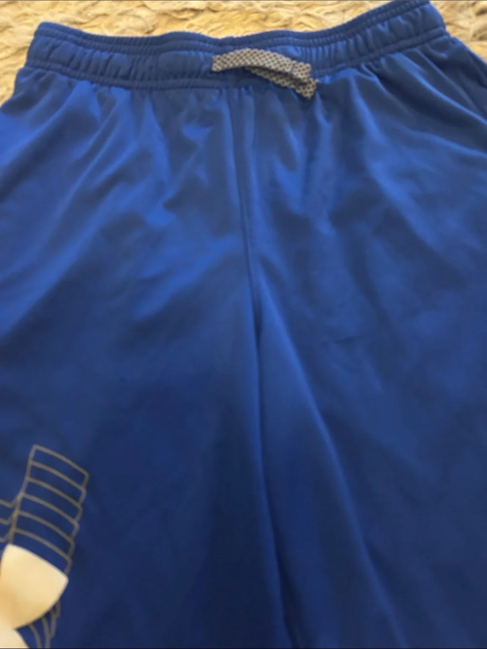 Under Armour Boys Bright Blue Performance Athletic Shorts with White Logo